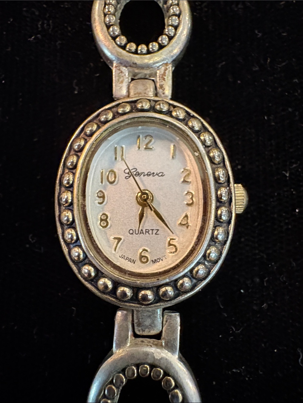 Geneva Silver-Tone Oval Crystal Accent Women's Bracelet Watch